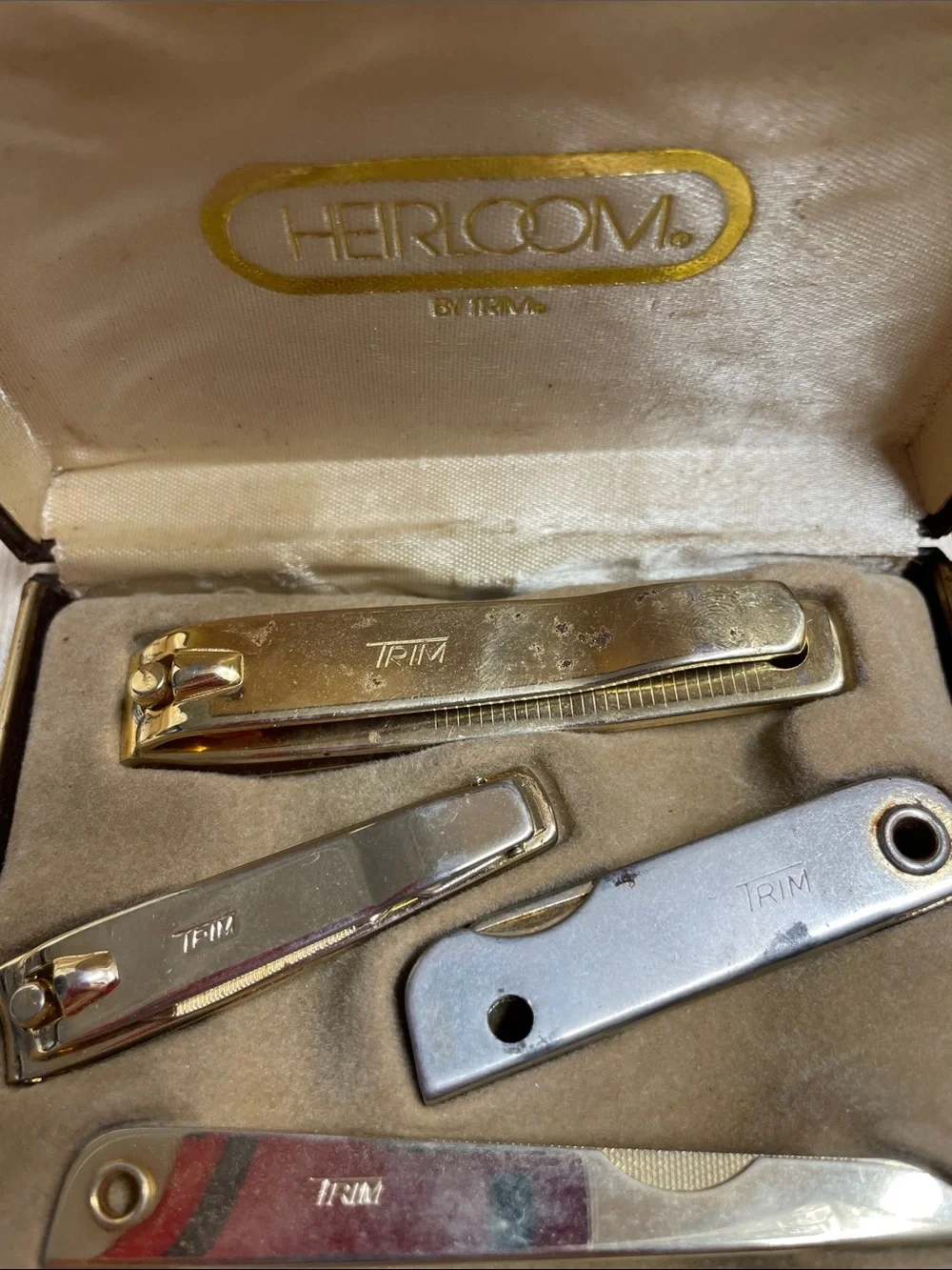 Vintage Heirloom Silver & Gold Nail Clippers Set – Women Skincare Tools